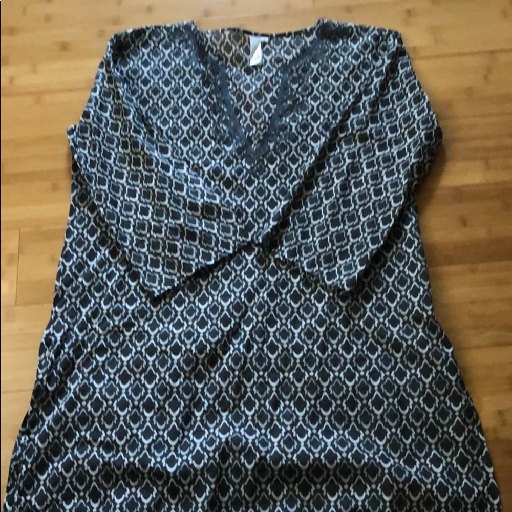 Gray And White Bathing Suit Coverup Dress